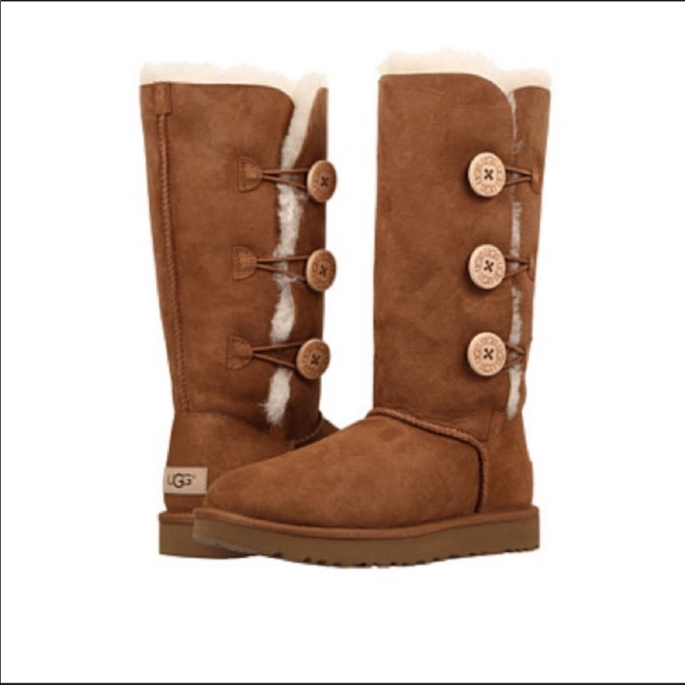 Chestnut long button uggs